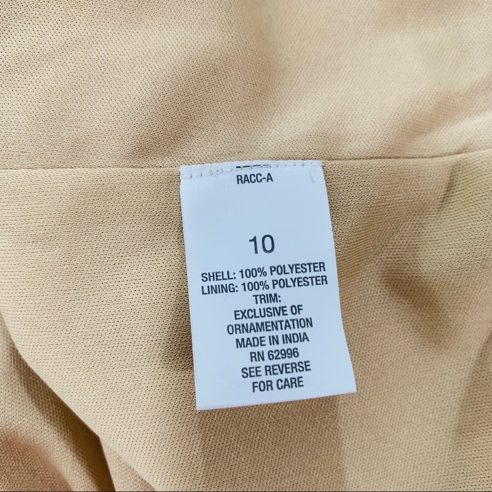 Gold Ruched Elegant Dress Embellished Neckline 10 - Picture 8 of 8